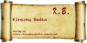 Kinszky Beáta névjegykártya